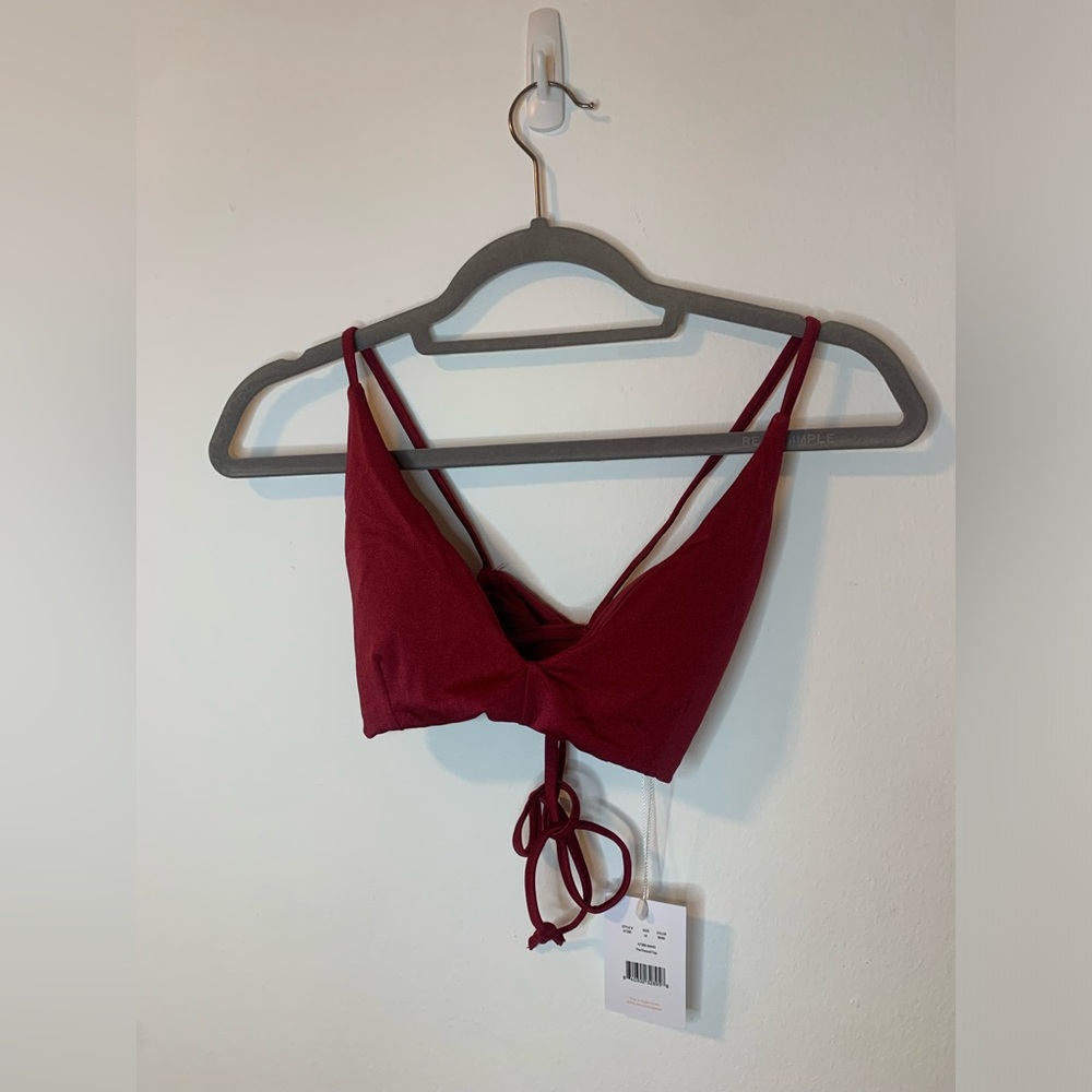 NWT Andie Swim  The Elwood Bikini Top - Gloss - Sangria - Picture 3 of 6